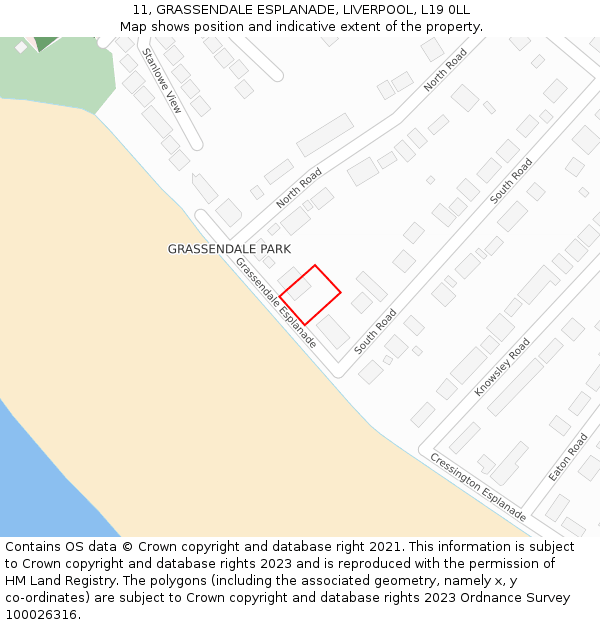11, GRASSENDALE ESPLANADE, LIVERPOOL, L19 0LL: Location map and indicative extent of plot