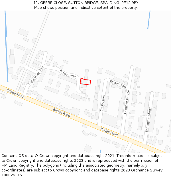 11, GREBE CLOSE, SUTTON BRIDGE, SPALDING, PE12 9RY: Location map and indicative extent of plot