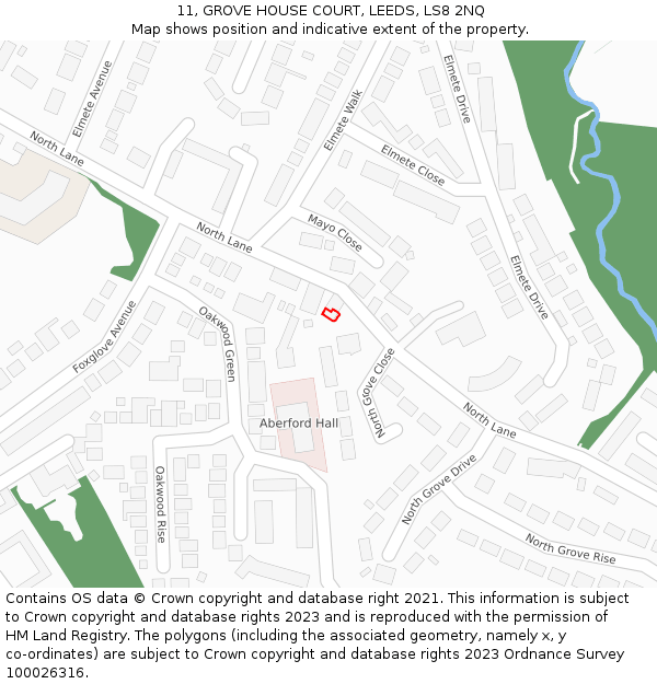 11, GROVE HOUSE COURT, LEEDS, LS8 2NQ: Location map and indicative extent of plot