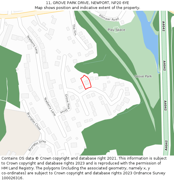 11, GROVE PARK DRIVE, NEWPORT, NP20 6YE: Location map and indicative extent of plot