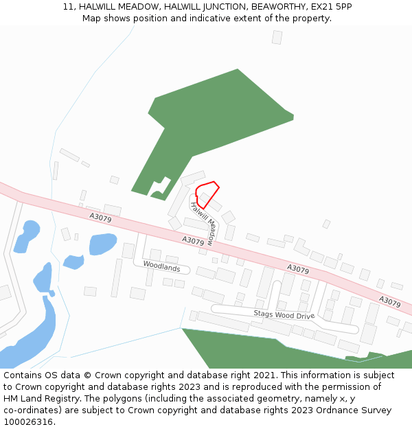 11, HALWILL MEADOW, HALWILL JUNCTION, BEAWORTHY, EX21 5PP: Location map and indicative extent of plot