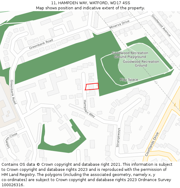 11, HAMPDEN WAY, WATFORD, WD17 4SS: Location map and indicative extent of plot