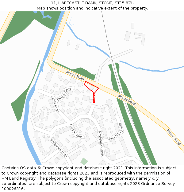 11, HARECASTLE BANK, STONE, ST15 8ZU: Location map and indicative extent of plot