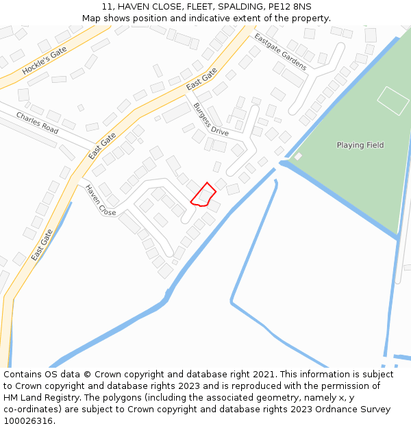 11, HAVEN CLOSE, FLEET, SPALDING, PE12 8NS: Location map and indicative extent of plot