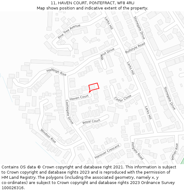 11, HAVEN COURT, PONTEFRACT, WF8 4RU: Location map and indicative extent of plot