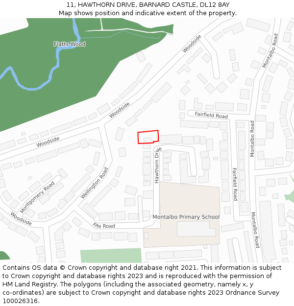 11, HAWTHORN DRIVE, BARNARD CASTLE, DL12 8AY: Location map and indicative extent of plot