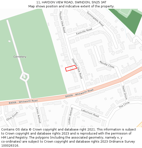 11, HAYDON VIEW ROAD, SWINDON, SN25 3AT: Location map and indicative extent of plot