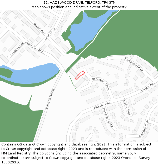 11, HAZELWOOD DRIVE, TELFORD, TF4 3TN: Location map and indicative extent of plot