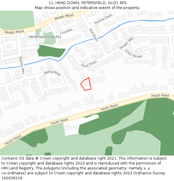 11, HEAD DOWN, PETERSFIELD, GU31 4PS: Location map and indicative extent of plot