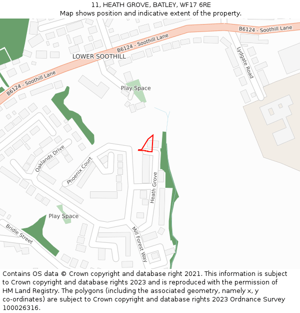 11, HEATH GROVE, BATLEY, WF17 6RE: Location map and indicative extent of plot