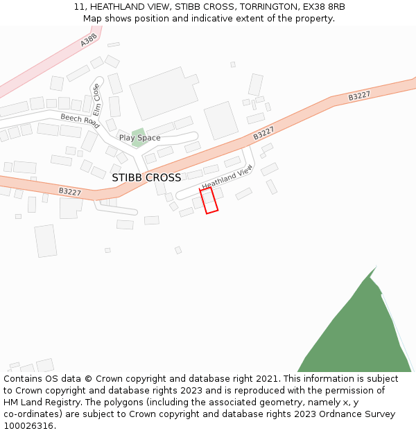 11, HEATHLAND VIEW, STIBB CROSS, TORRINGTON, EX38 8RB: Location map and indicative extent of plot