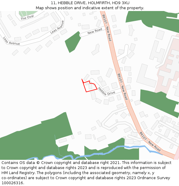 11, HEBBLE DRIVE, HOLMFIRTH, HD9 3XU: Location map and indicative extent of plot