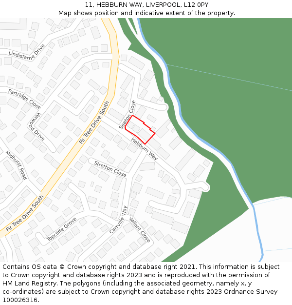 11, HEBBURN WAY, LIVERPOOL, L12 0PY: Location map and indicative extent of plot
