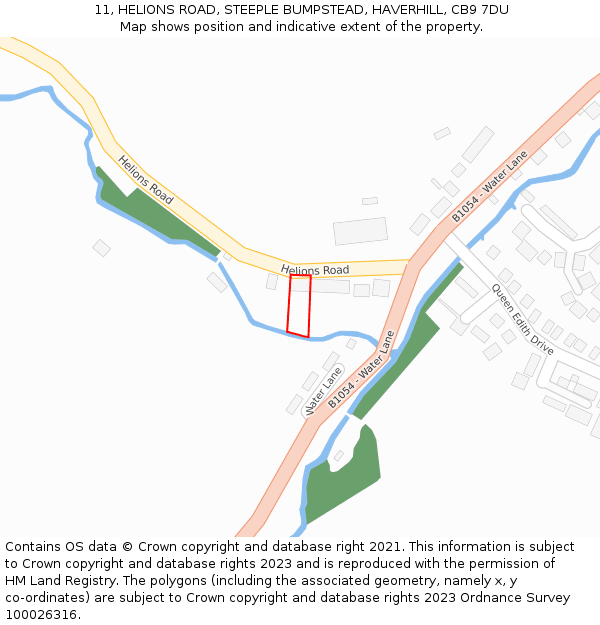 11, HELIONS ROAD, STEEPLE BUMPSTEAD, HAVERHILL, CB9 7DU: Location map and indicative extent of plot