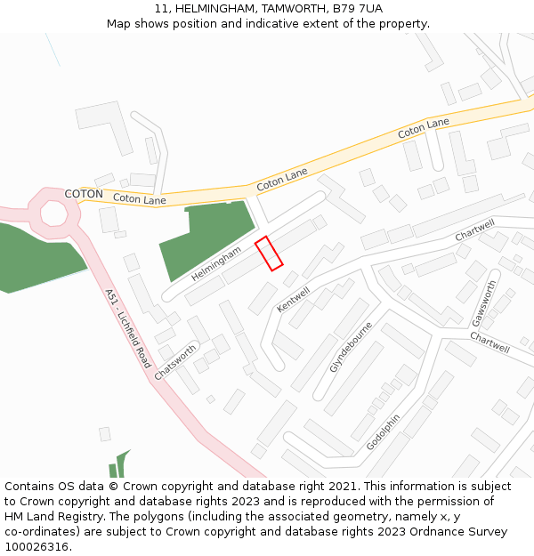 11, HELMINGHAM, TAMWORTH, B79 7UA: Location map and indicative extent of plot