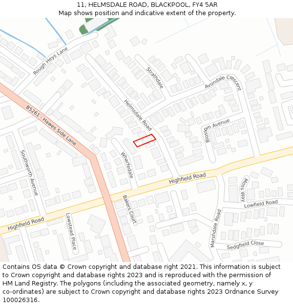 11, HELMSDALE ROAD, BLACKPOOL, FY4 5AR: Location map and indicative extent of plot