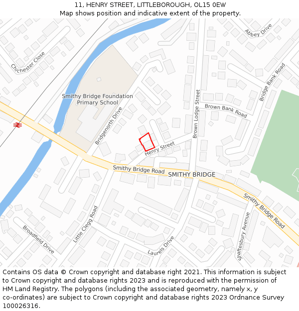 11, HENRY STREET, LITTLEBOROUGH, OL15 0EW: Location map and indicative extent of plot