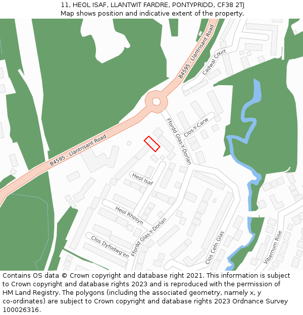 11, HEOL ISAF, LLANTWIT FARDRE, PONTYPRIDD, CF38 2TJ: Location map and indicative extent of plot