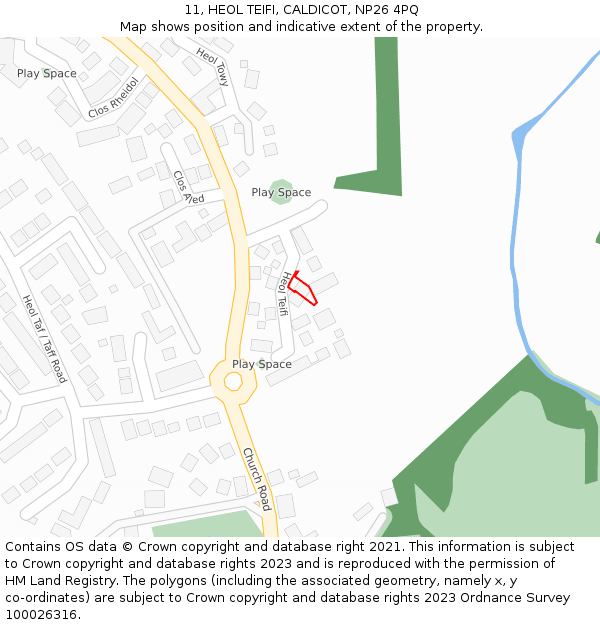 11, HEOL TEIFI, CALDICOT, NP26 4PQ: Location map and indicative extent of plot