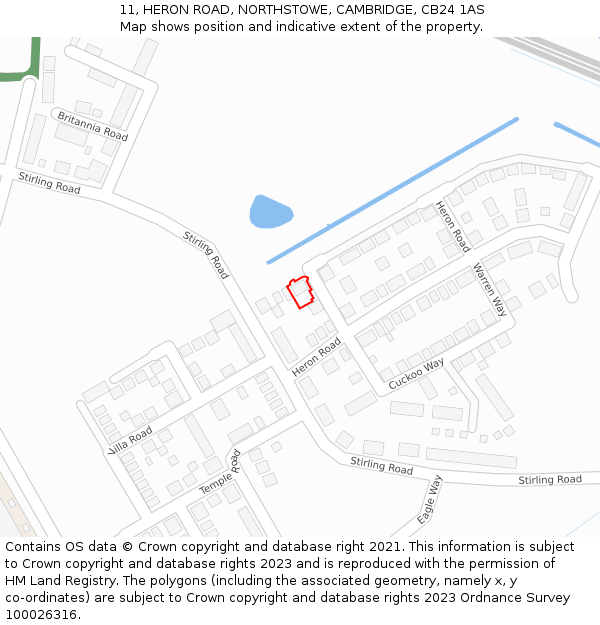 11, HERON ROAD, NORTHSTOWE, CAMBRIDGE, CB24 1AS: Location map and indicative extent of plot