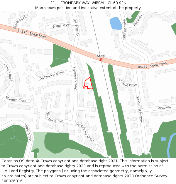 11, HERONPARK WAY, WIRRAL, CH63 9FN: Location map and indicative extent of plot