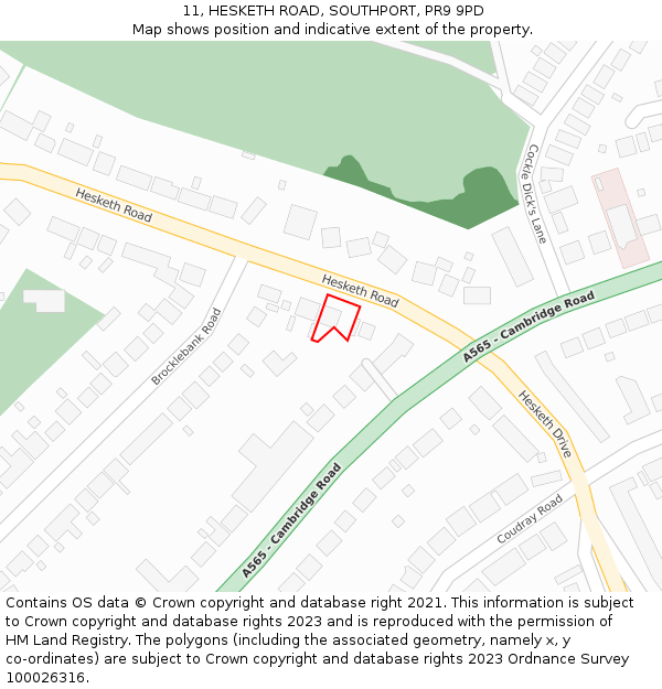 11, HESKETH ROAD, SOUTHPORT, PR9 9PD: Location map and indicative extent of plot