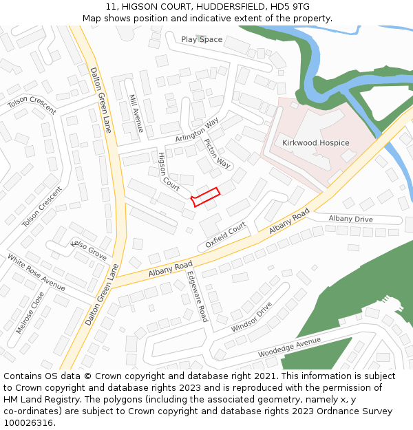 11, HIGSON COURT, HUDDERSFIELD, HD5 9TG: Location map and indicative extent of plot