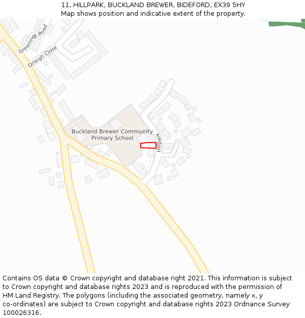 11, HILLPARK, BUCKLAND BREWER, BIDEFORD, EX39 5HY: Location map and indicative extent of plot