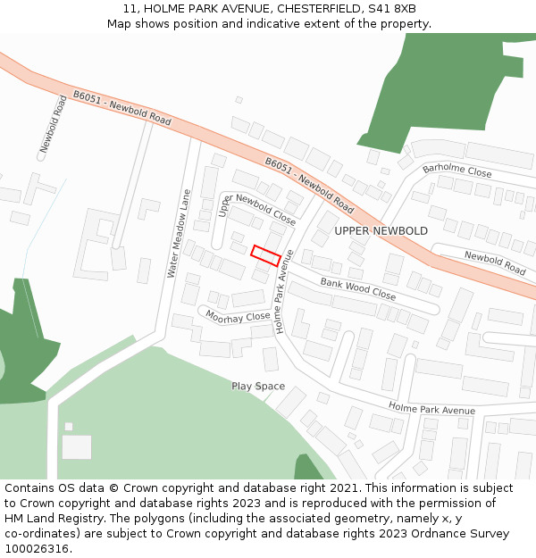 11, HOLME PARK AVENUE, CHESTERFIELD, S41 8XB: Location map and indicative extent of plot