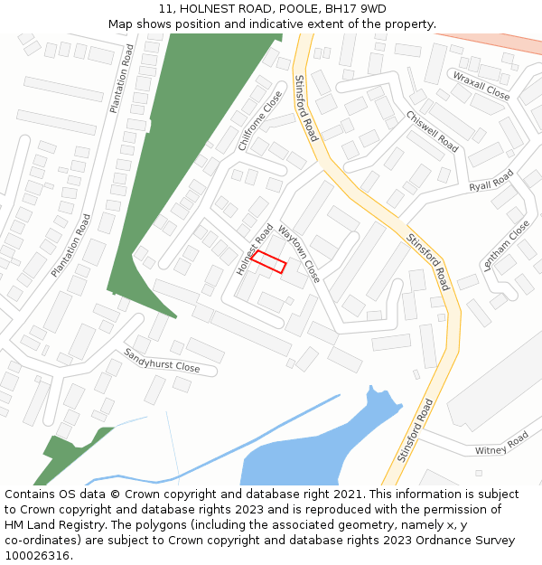 11, HOLNEST ROAD, POOLE, BH17 9WD: Location map and indicative extent of plot