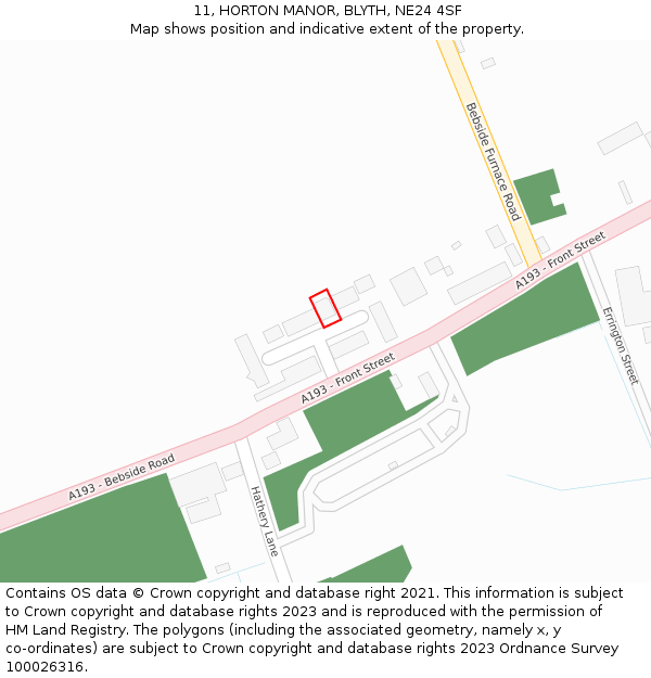 11, HORTON MANOR, BLYTH, NE24 4SF: Location map and indicative extent of plot