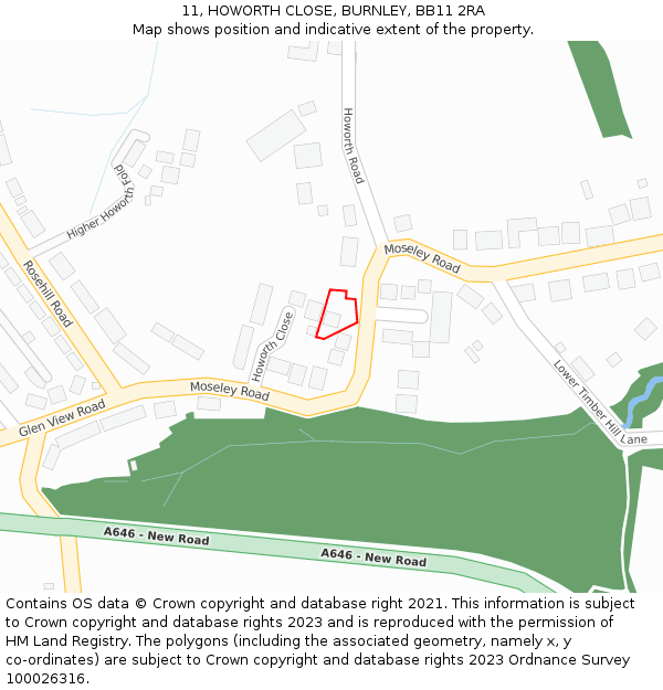 11, HOWORTH CLOSE, BURNLEY, BB11 2RA: Location map and indicative extent of plot