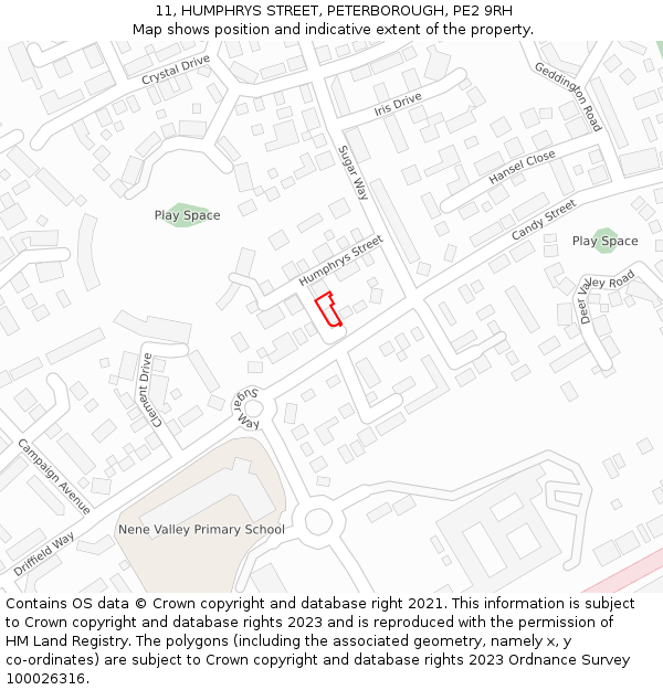 11, HUMPHRYS STREET, PETERBOROUGH, PE2 9RH: Location map and indicative extent of plot