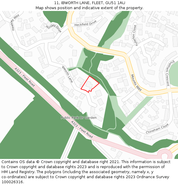 11, IBWORTH LANE, FLEET, GU51 1AU: Location map and indicative extent of plot