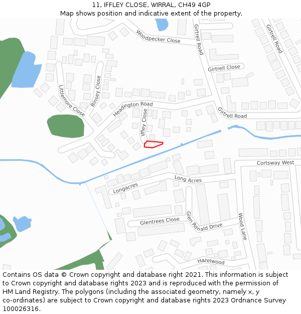 11, IFFLEY CLOSE, WIRRAL, CH49 4GP: Location map and indicative extent of plot