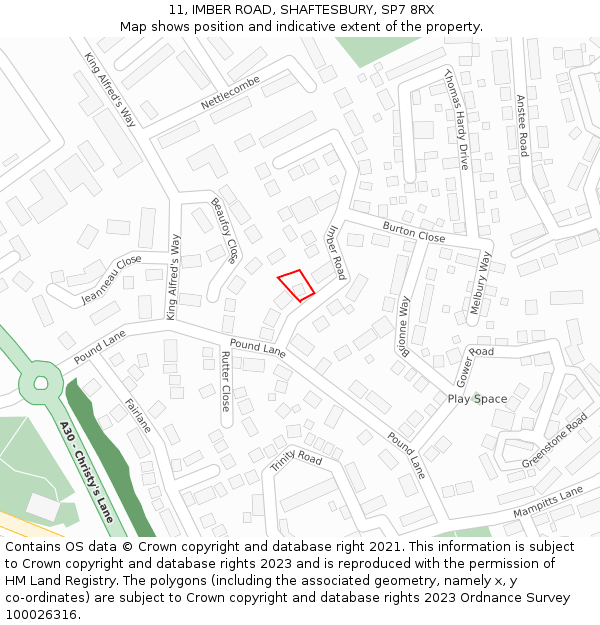 11, IMBER ROAD, SHAFTESBURY, SP7 8RX: Location map and indicative extent of plot