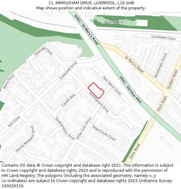 11, IMMINGHAM DRIVE, LIVERPOOL, L19 2HB: Location map and indicative extent of plot