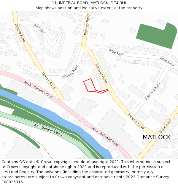11, IMPERIAL ROAD, MATLOCK, DE4 3NL: Location map and indicative extent of plot