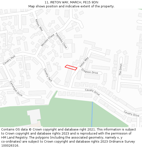 11, IRETON WAY, MARCH, PE15 9DN: Location map and indicative extent of plot