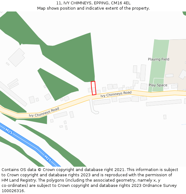 11, IVY CHIMNEYS, EPPING, CM16 4EL: Location map and indicative extent of plot