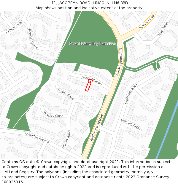 11, JACOBEAN ROAD, LINCOLN, LN6 3RB: Location map and indicative extent of plot