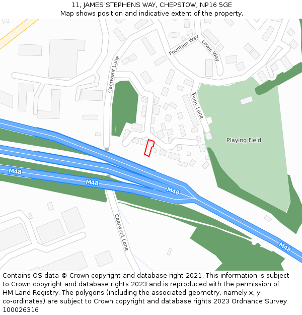 11, JAMES STEPHENS WAY, CHEPSTOW, NP16 5GE: Location map and indicative extent of plot