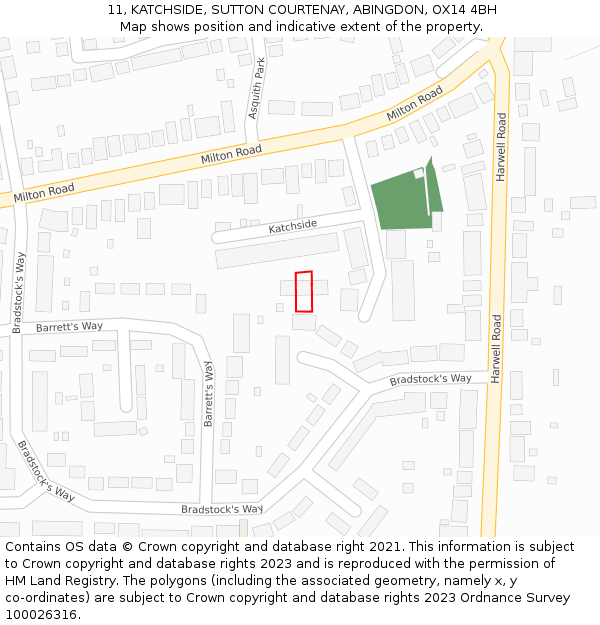 11, KATCHSIDE, SUTTON COURTENAY, ABINGDON, OX14 4BH: Location map and indicative extent of plot