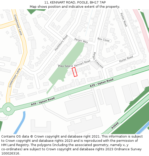 11, KENNART ROAD, POOLE, BH17 7AP: Location map and indicative extent of plot