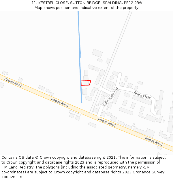 11, KESTREL CLOSE, SUTTON BRIDGE, SPALDING, PE12 9RW: Location map and indicative extent of plot