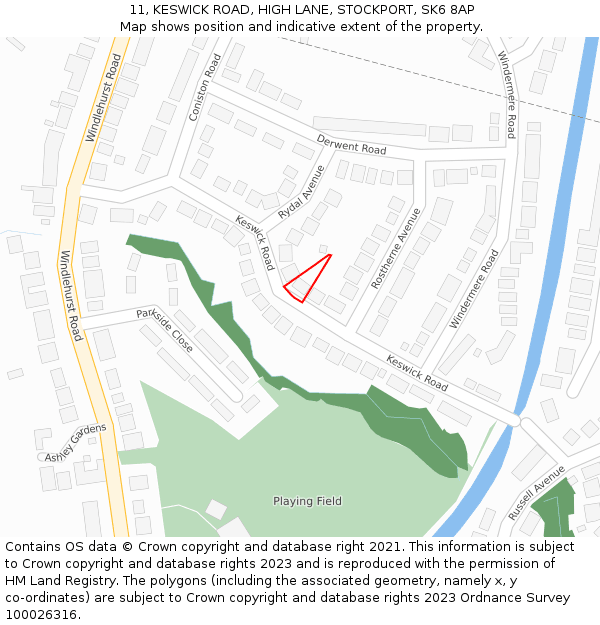 11, KESWICK ROAD, HIGH LANE, STOCKPORT, SK6 8AP: Location map and indicative extent of plot