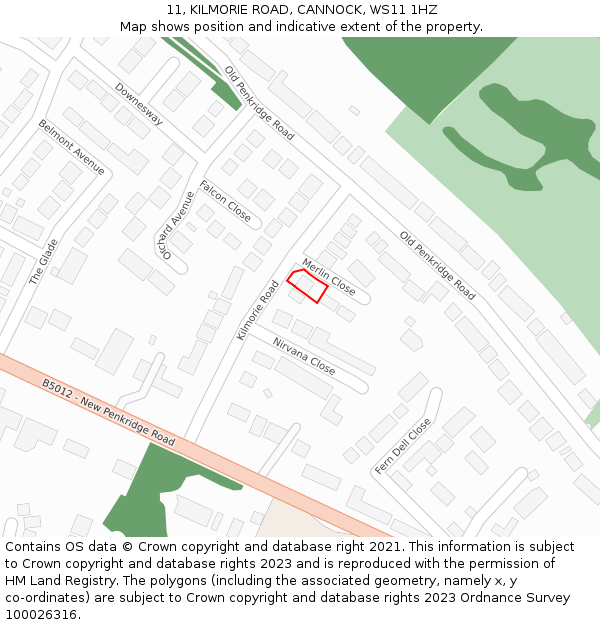 11, KILMORIE ROAD, CANNOCK, WS11 1HZ: Location map and indicative extent of plot