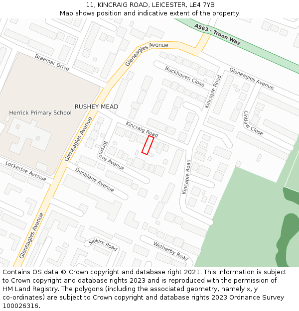 11, KINCRAIG ROAD, LEICESTER, LE4 7YB: Location map and indicative extent of plot