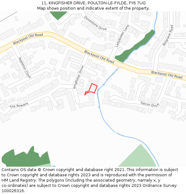 11, KINGFISHER DRIVE, POULTON-LE-FYLDE, FY6 7UG: Location map and indicative extent of plot