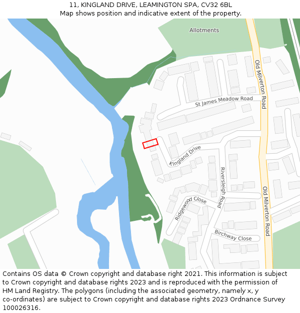 11, KINGLAND DRIVE, LEAMINGTON SPA, CV32 6BL: Location map and indicative extent of plot